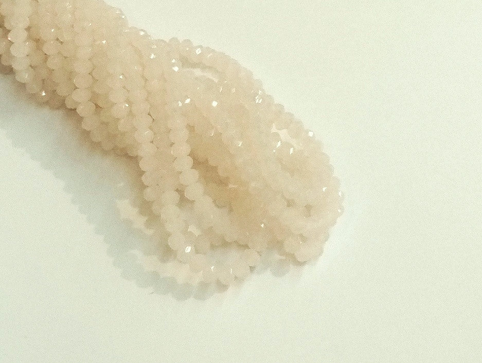 3x3.5mm faceted rondelle glass beads, Translucent Light Pink (#66) - amakeit bead 天富