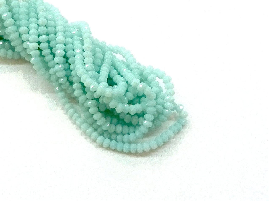 3x3.5mm faceted rondelle glass beads, Solid Pastel Blue (#541) - amakeit bead 天富