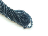 Glass beads, 3x3.5mm faceted rondelle, Transparent dark montana blue | 玻璃珠, 3x3.5mm, 切面扁珠, 透明墨藍