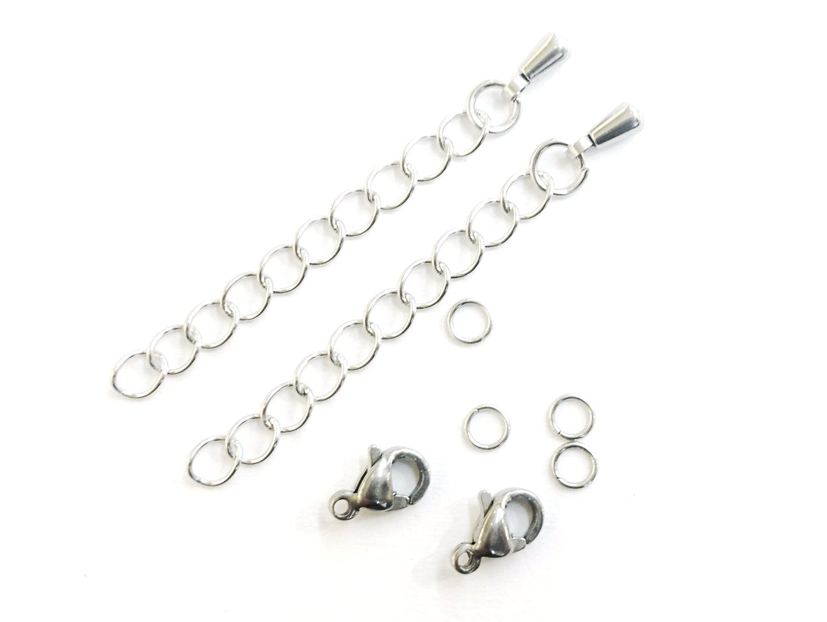 鏈扣套裝, 6x9mm不鏽鋼扣, 2套