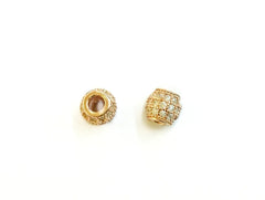 Bead, Sterling Silver, Cubic Zirconia, 4.7x5.4mm  | 925銀閃石珠, 4.7x5.4mm