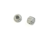 Bead, Sterling Silver, Cubic Zirconia, 4.7x5.4mm  | 925銀閃石珠, 4.7x5.4mm