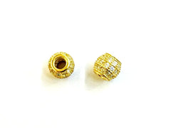 Bead, Sterling Silver, Cubic Zirconia, 4.7x5.4mm  | 925銀閃石珠, 4.7x5.4mm
