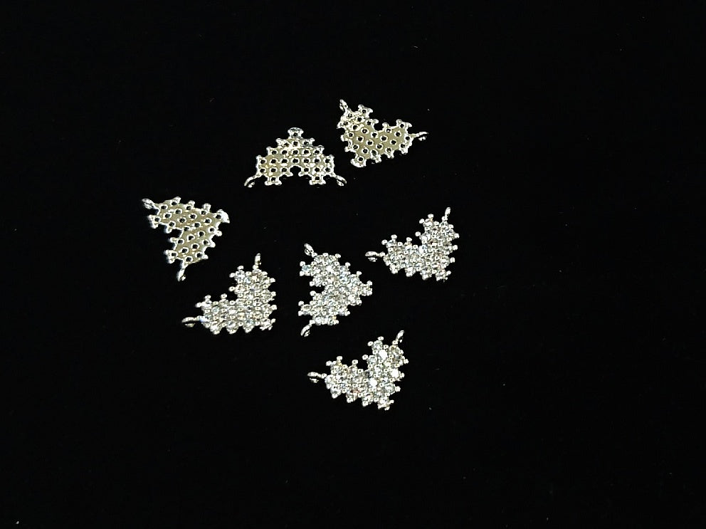 銅連接配件, 方晶鋯石, 9x12.5mm, 心形, 1 個