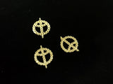 Connector, Brass, Cubic Zirconia, 12x16mm, Peace, 1 Pc | 銅連接配件, 方晶鋯石, 12x16mm, 和平圖案, 1個