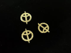 銅連接配件, 方晶鋯石, 12x16mm, 和平圖案, 1個