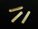 Connector, Brass, Cubic Zirconia, 6x34mm Rectangle, 1 Pc | 銅連接配件, 方晶鋯石, 6x34mm, 長方, 1個