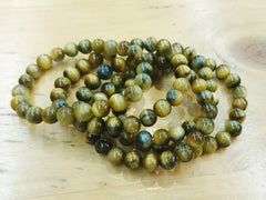 Tiger Eye Yellow Blue, Bracelet, Single-Loop Elastic | 虎眼石手鏈, 黃藍虎眼, 單圈手鏈