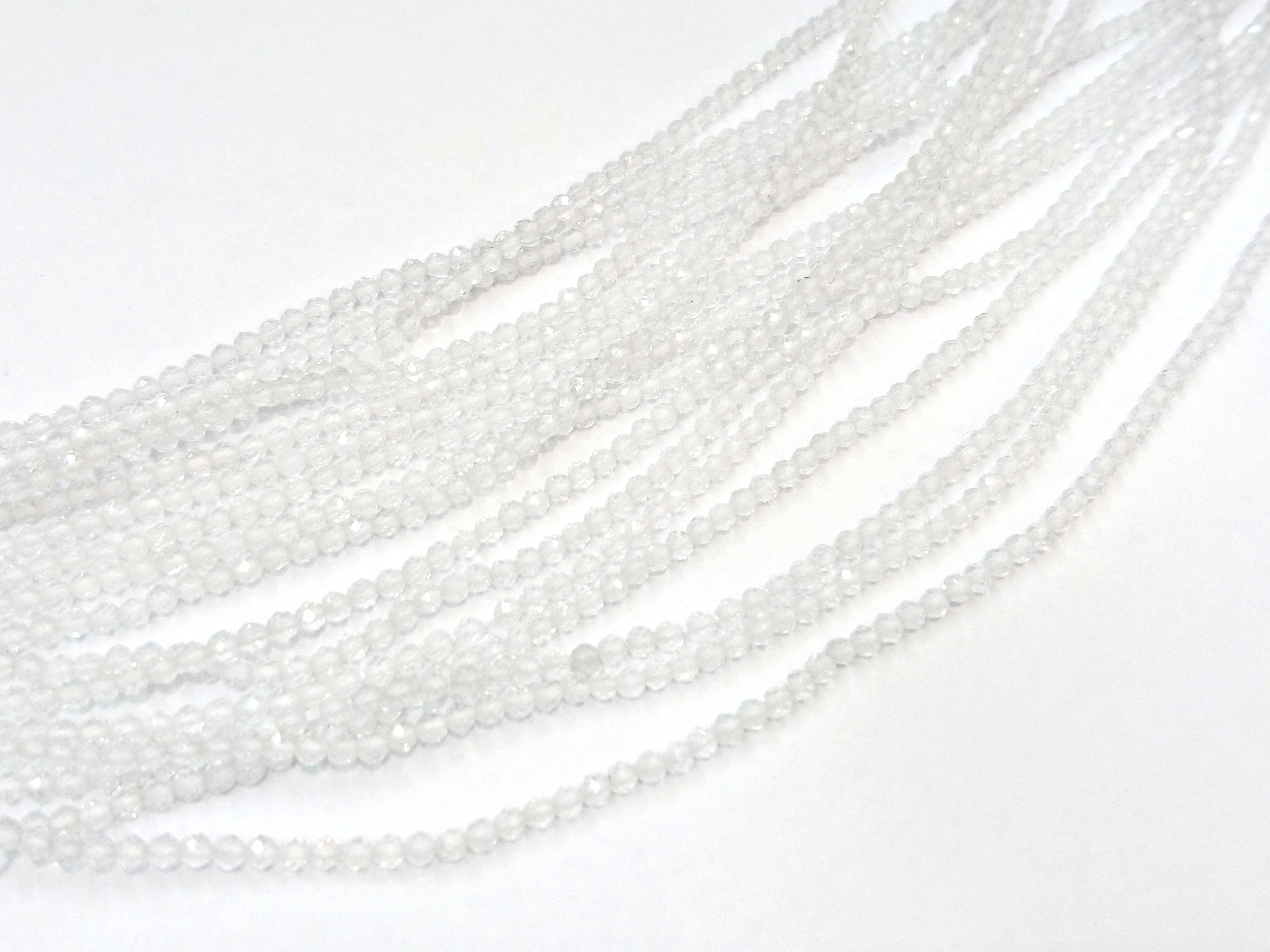 天然水晶, 圓形切面, 2mm, 白水晶