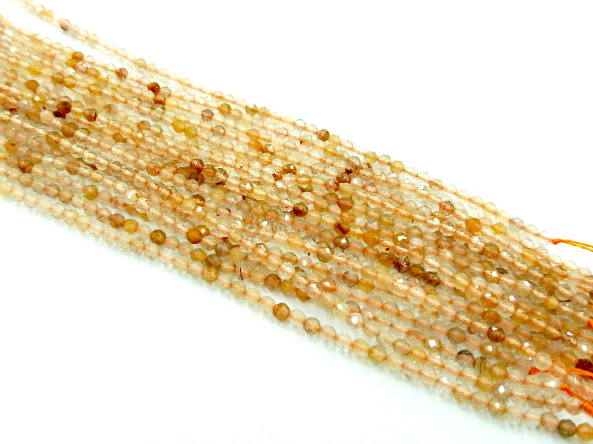 天然水晶, 圓形切面, 2.3mm, 橘子水晶