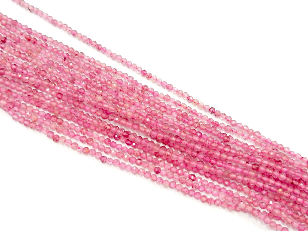 Gemstone beads, faceted round, 2.4mm, strawberry quartz | 天然水晶, 圓形切面, 2.4mm, 紅草莓