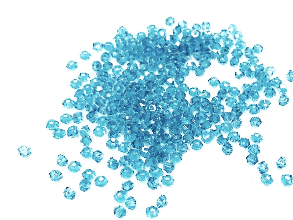雙尖水晶玻璃, 3mm, 孔藍, 144粒