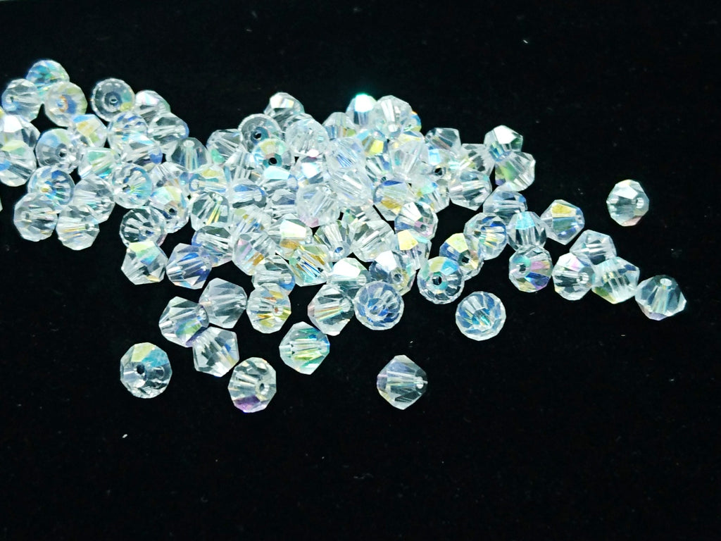 雙尖水晶玻璃, 5mm, 透明白AB, 72粒