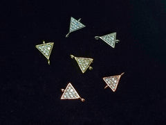 Connector, Brass, Cubic Zirconia, 8x11mm, Triangle , 1 Pc | 銅連接配件, 方晶鋯石, 8x11mm, 三角形, 1個