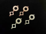 Connector, Brass, Cubic Zirconia, 10x25mm, Circles, 1 Pc | 銅連接配件, 方晶鋯石, 10x25mm, 圓, 1個