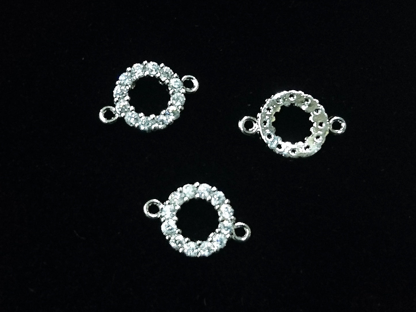 銅連接配件, 方晶鋯石, 9mm圓, 1個