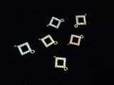 銅連接配件, 方晶鋯石, 9x12.5mm, 菱形, 2個
