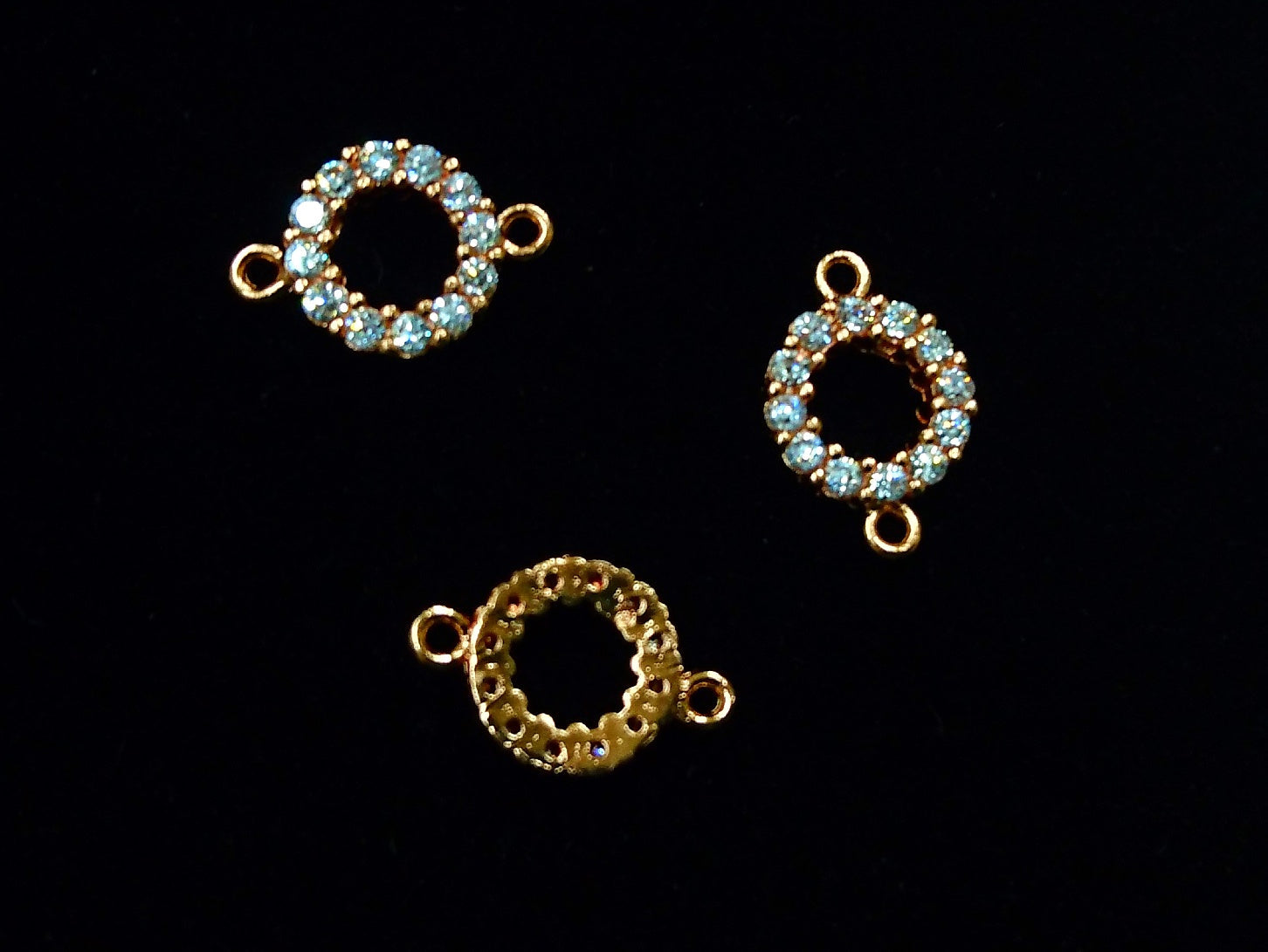 銅連接配件, 方晶鋯石, 9mm圓, 1個