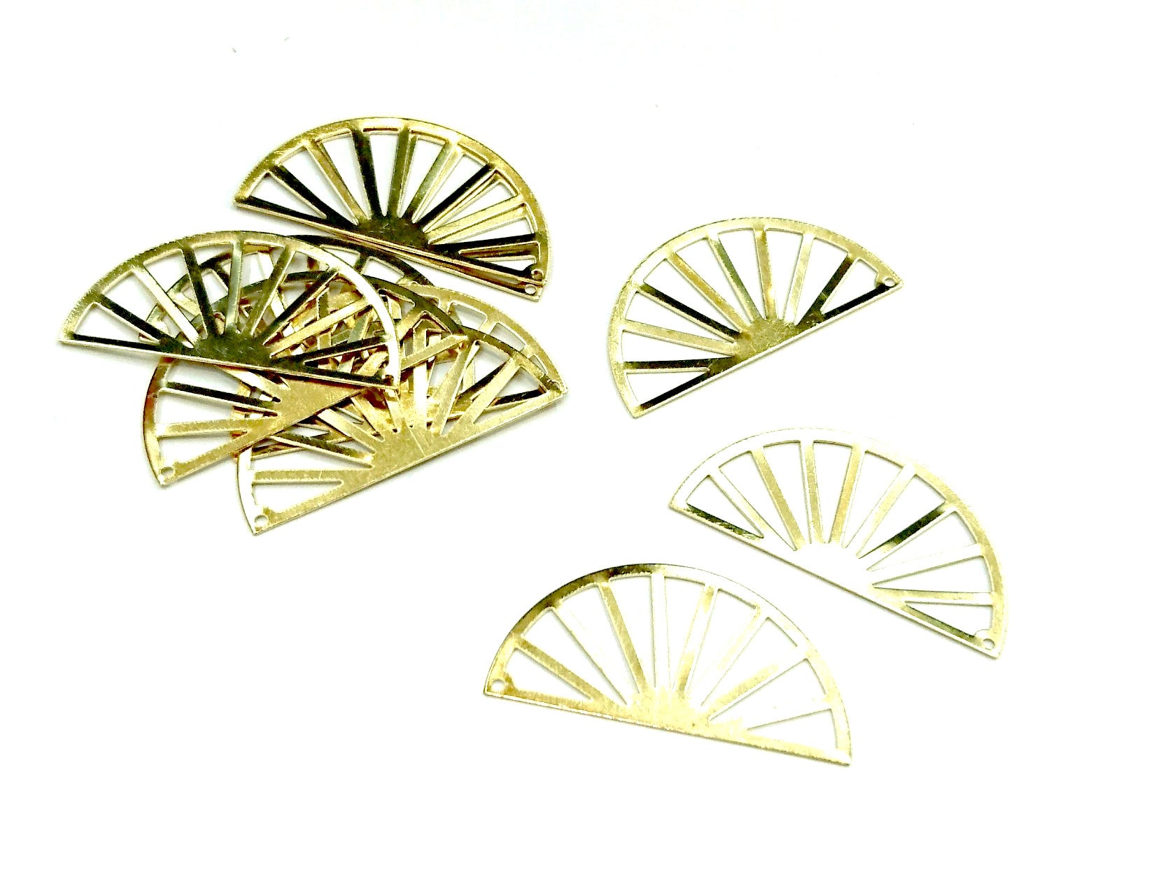 半圓銅片, 17.5x35mm, 黃銅色, 4個