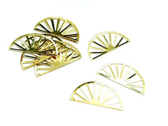 半圓銅片, 17.5x35mm, 黃銅色, 4個