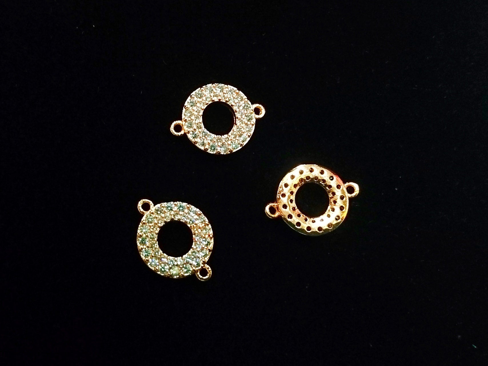 銅連接配件, 方晶鋯石, 10.5x14mm, 圓圈, 1個