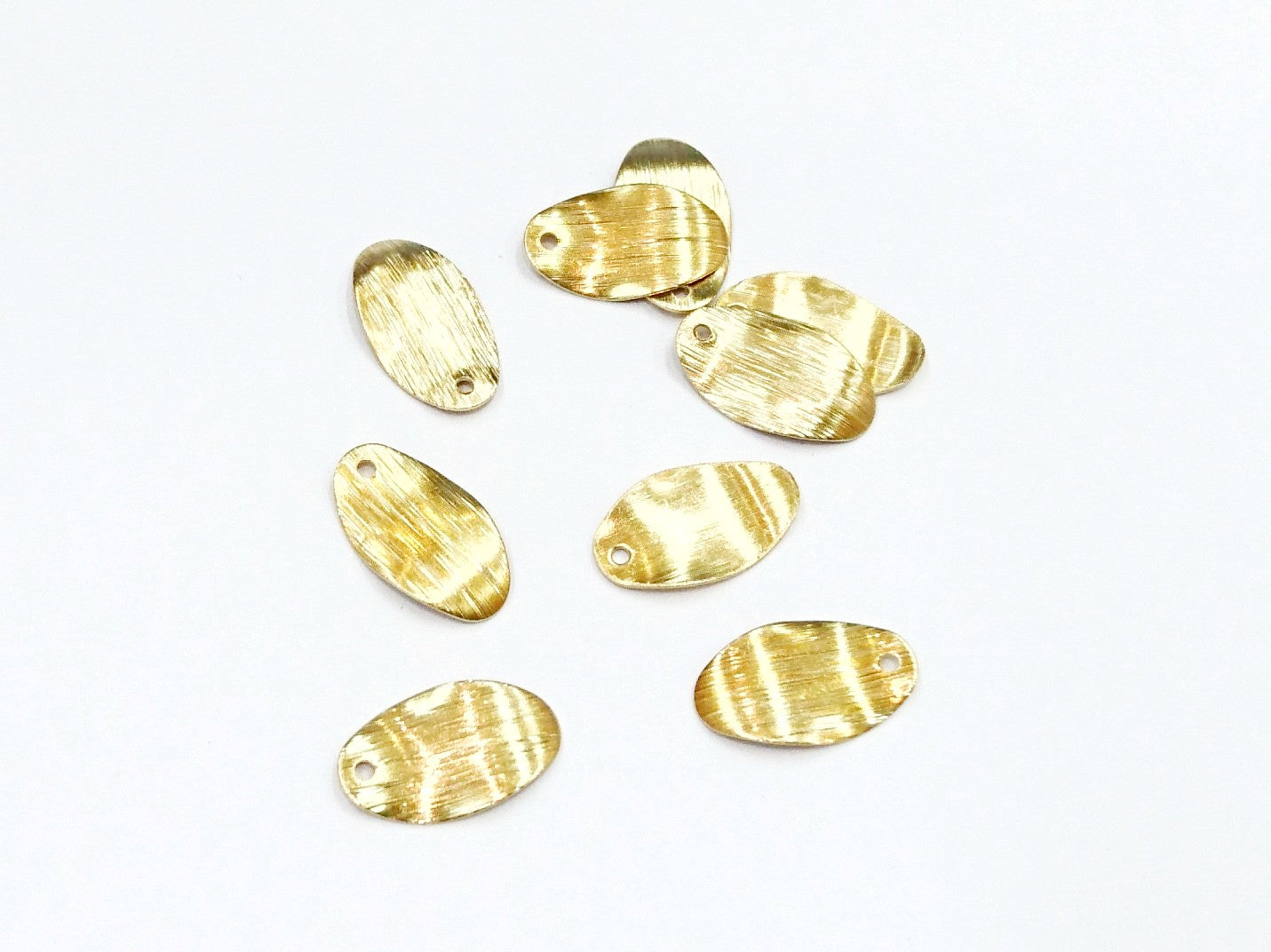 銅片, 橢圓形, 8x14mm, 黃銅色, 10個
