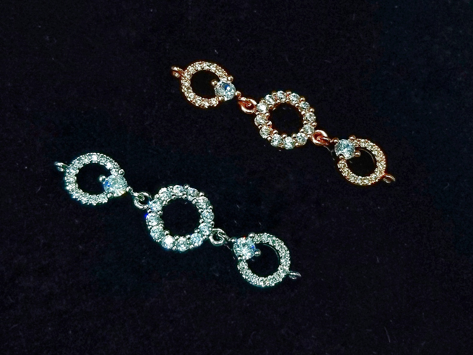 Connector, Brass, Cubic Zirconia, 9x36mm, 1 Pc | 銅連接配件, 方晶鋯石, 9x36mm, 1個