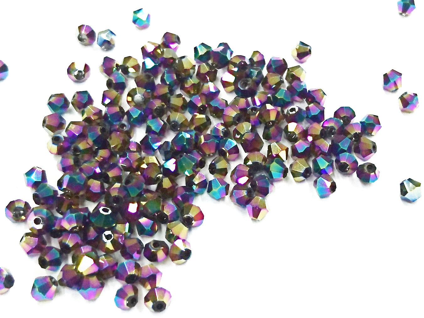 雙尖水晶玻璃, 4mm, 五彩, 144粒