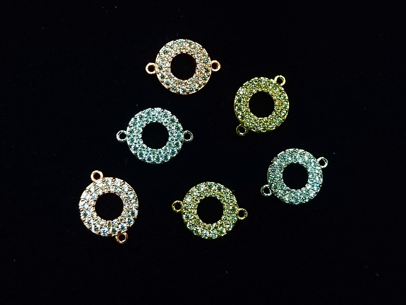 銅連接配件, 方晶鋯石, 10.5x14mm, 圓圈, 1個