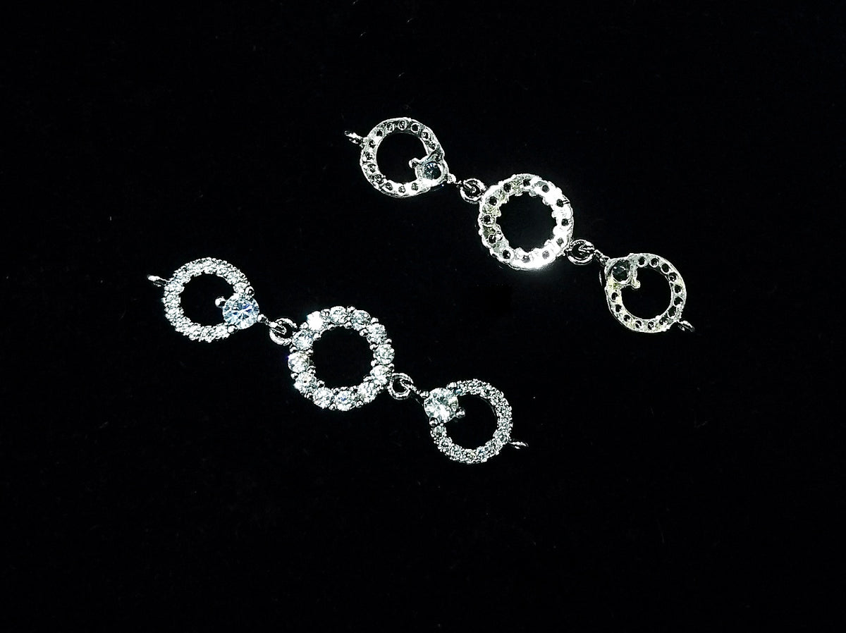 Connector, Brass, Cubic Zirconia, 9x36mm, 1 Pc | 銅連接配件, 方晶鋯石, 9x36mm, 1個