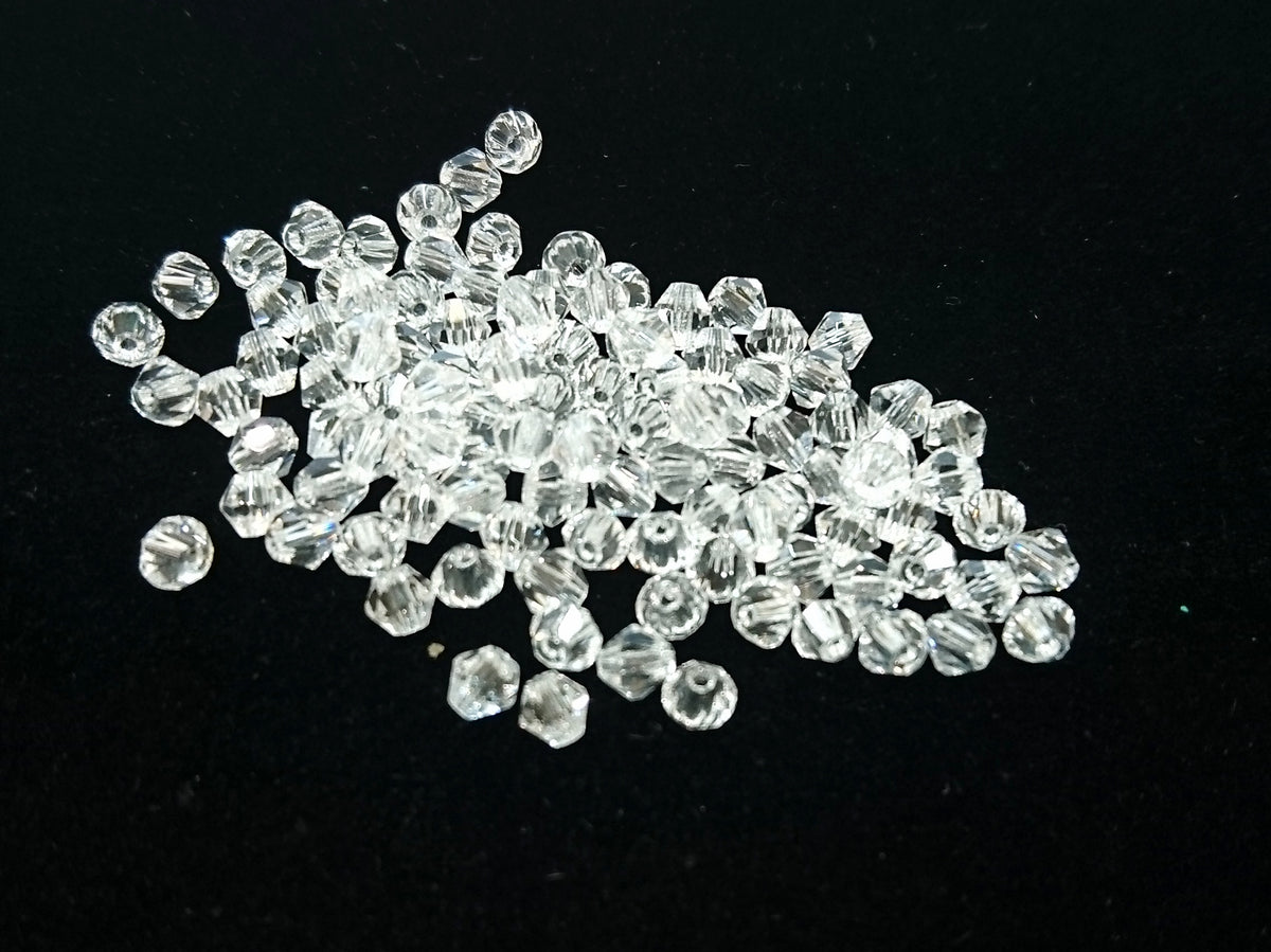 雙尖水晶玻璃, 4mm, 透明白, 144粒