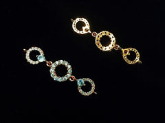 Connector, Brass, Cubic Zirconia, 9x36mm, 1 Pc | 銅連接配件, 方晶鋯石, 9x36mm, 1個