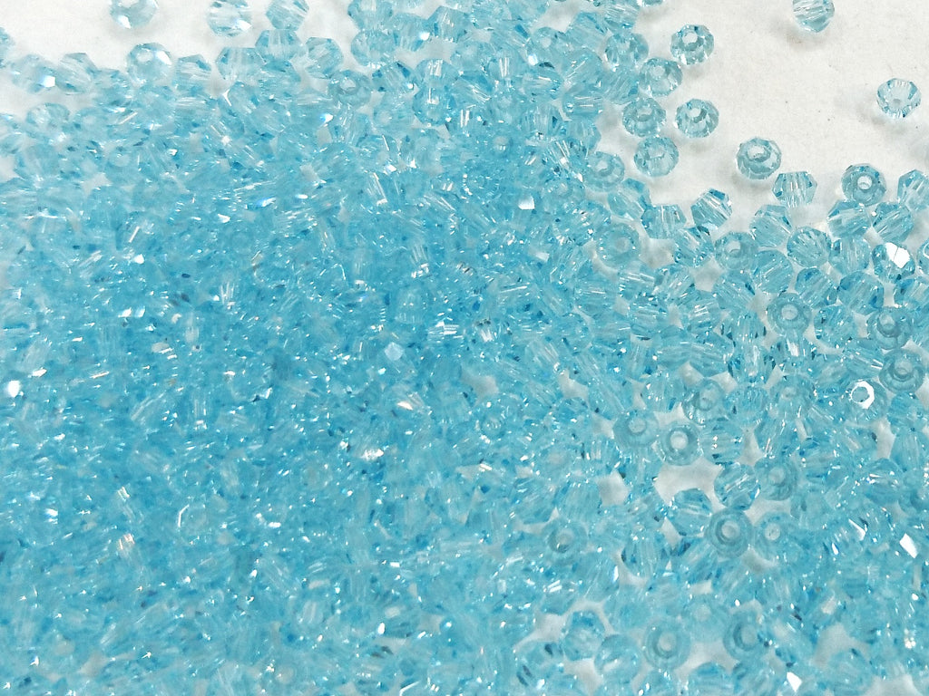 雙尖水晶玻璃, 3mm, 淺寶藍, 144粒