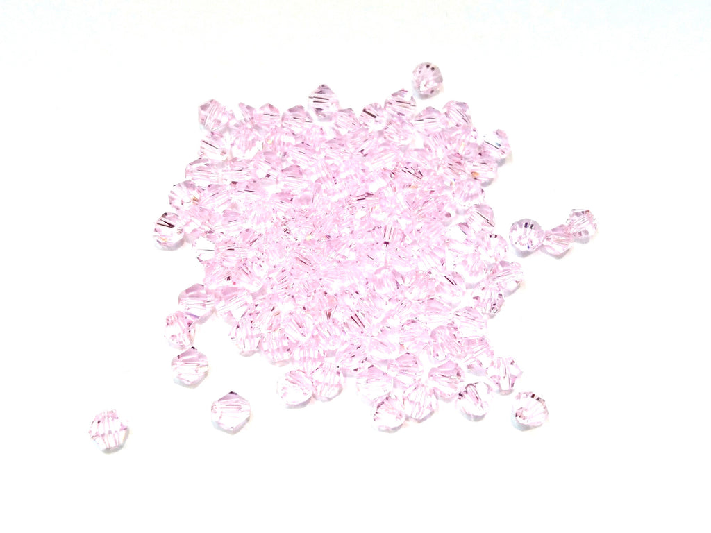雙尖水晶玻璃, 3mm, 粉紅色, 144粒