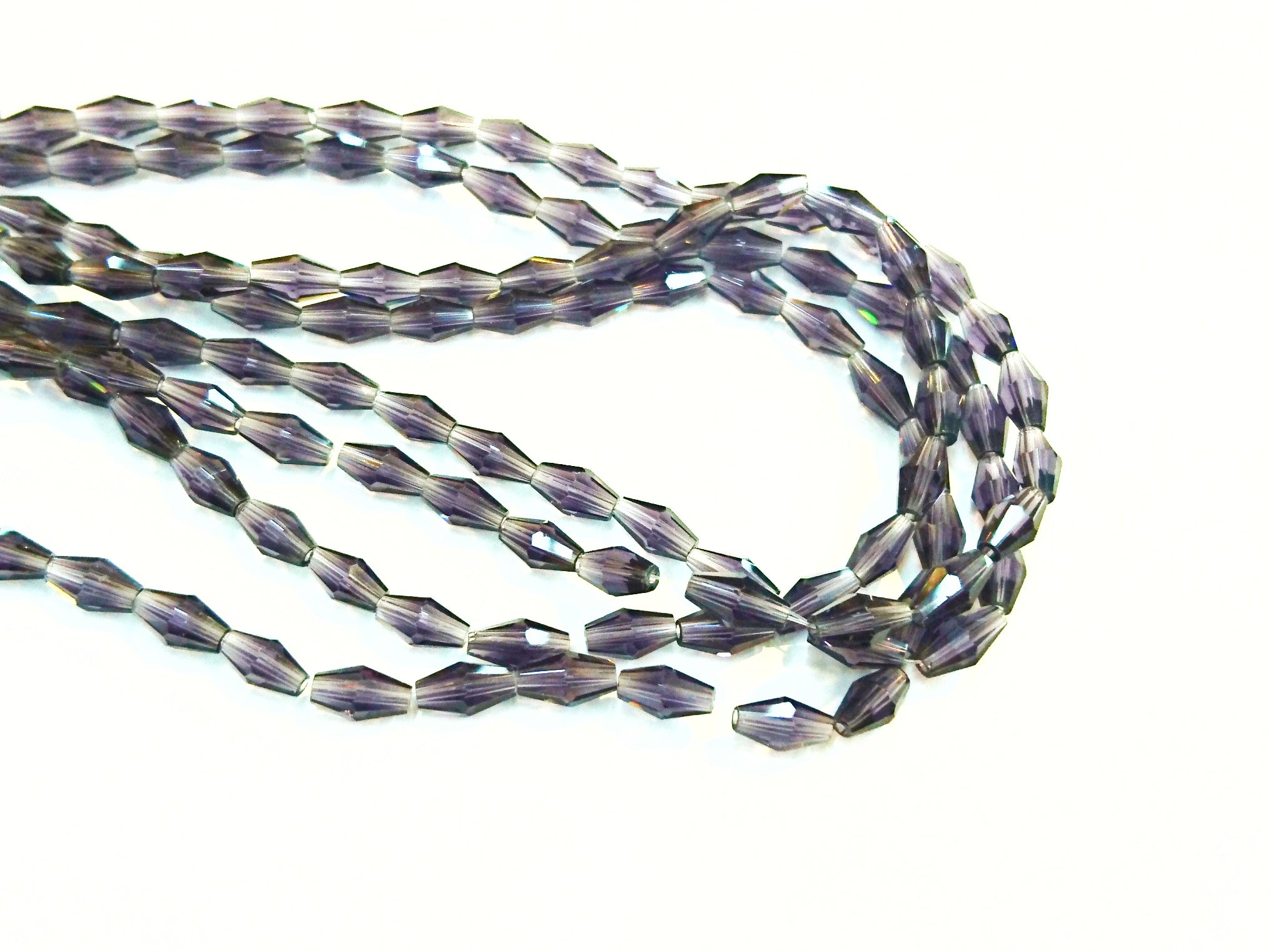 Bead, Glass, 4x8mm, Long Bicone | 玻璃珠 4x8mm 長角珠