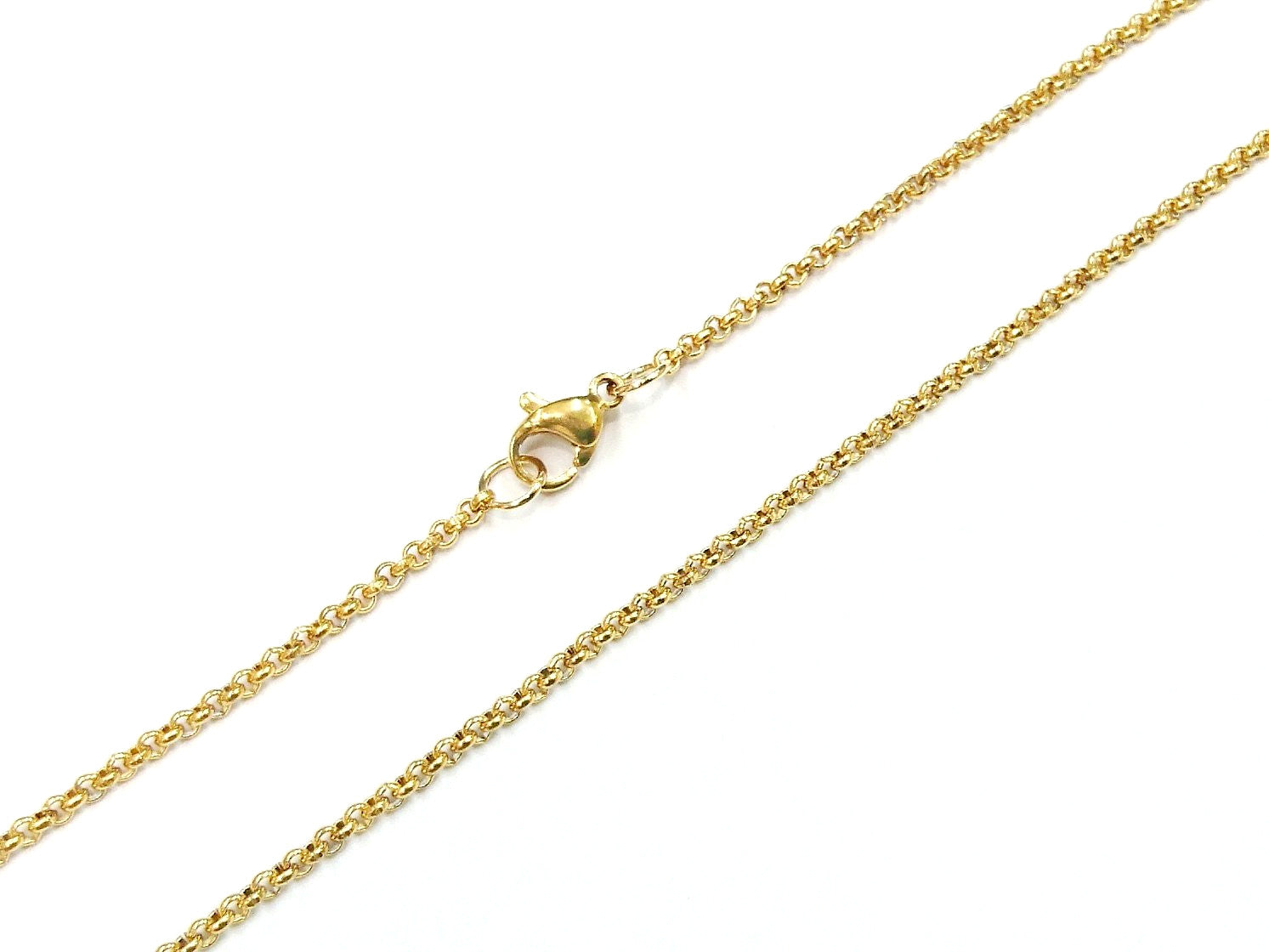 18"/22" Stainless Steel Necklace, 2mm Rolo Chain, Gold color | 18"/22" 不鏽鋼項鏈 2mm O字鏈, 金色