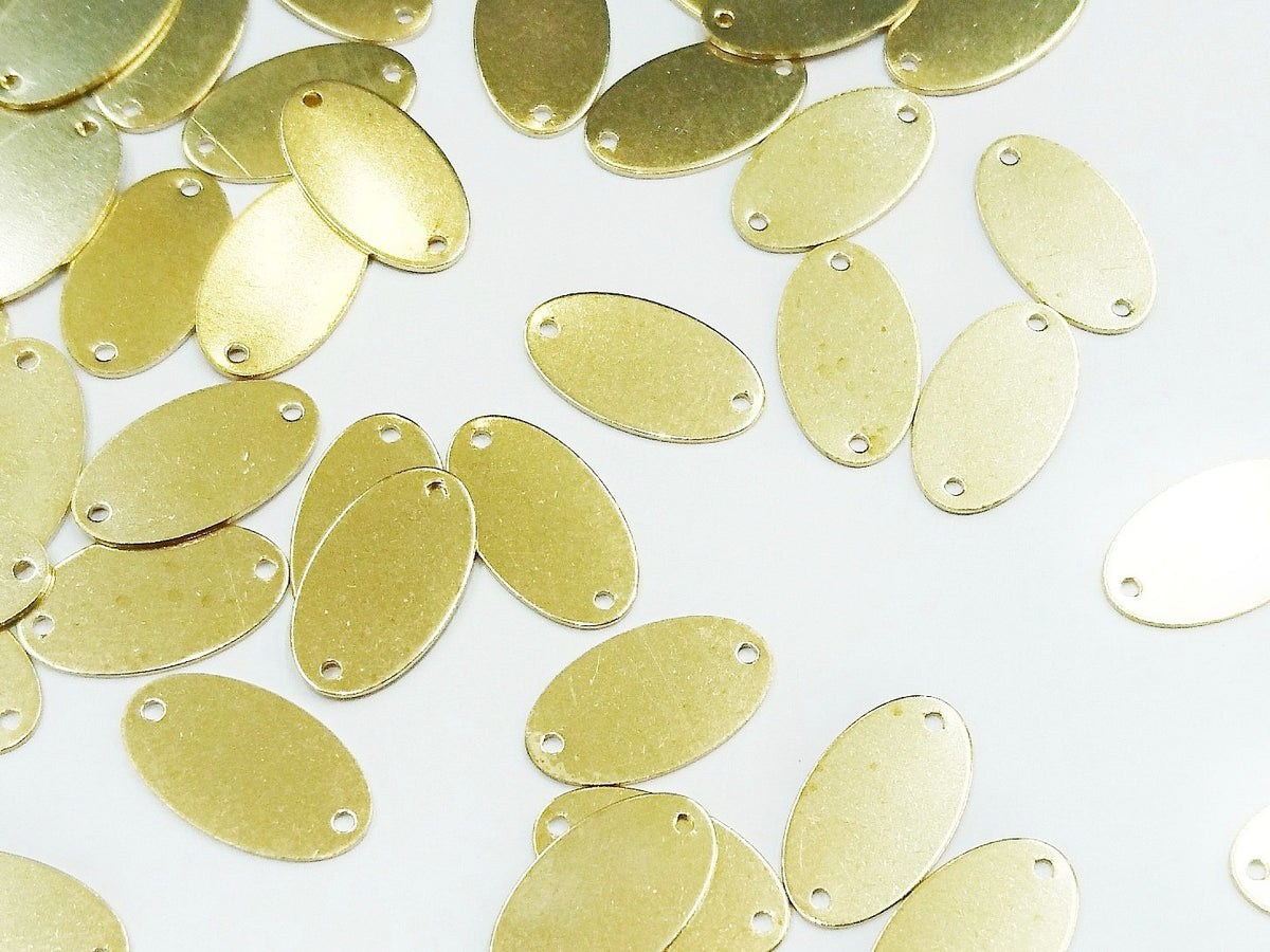 橢圓形銅片, 9x16mm, 黃銅色, 20個