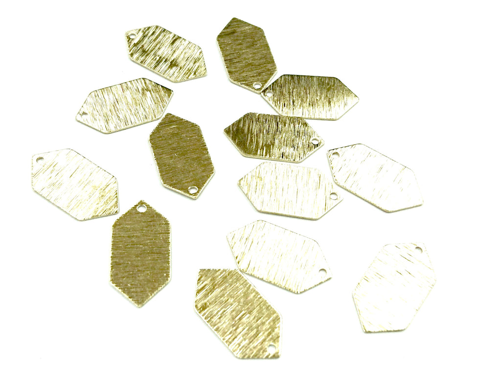 幾何圖形銅片, 11x21mm, 黃銅色, 10個