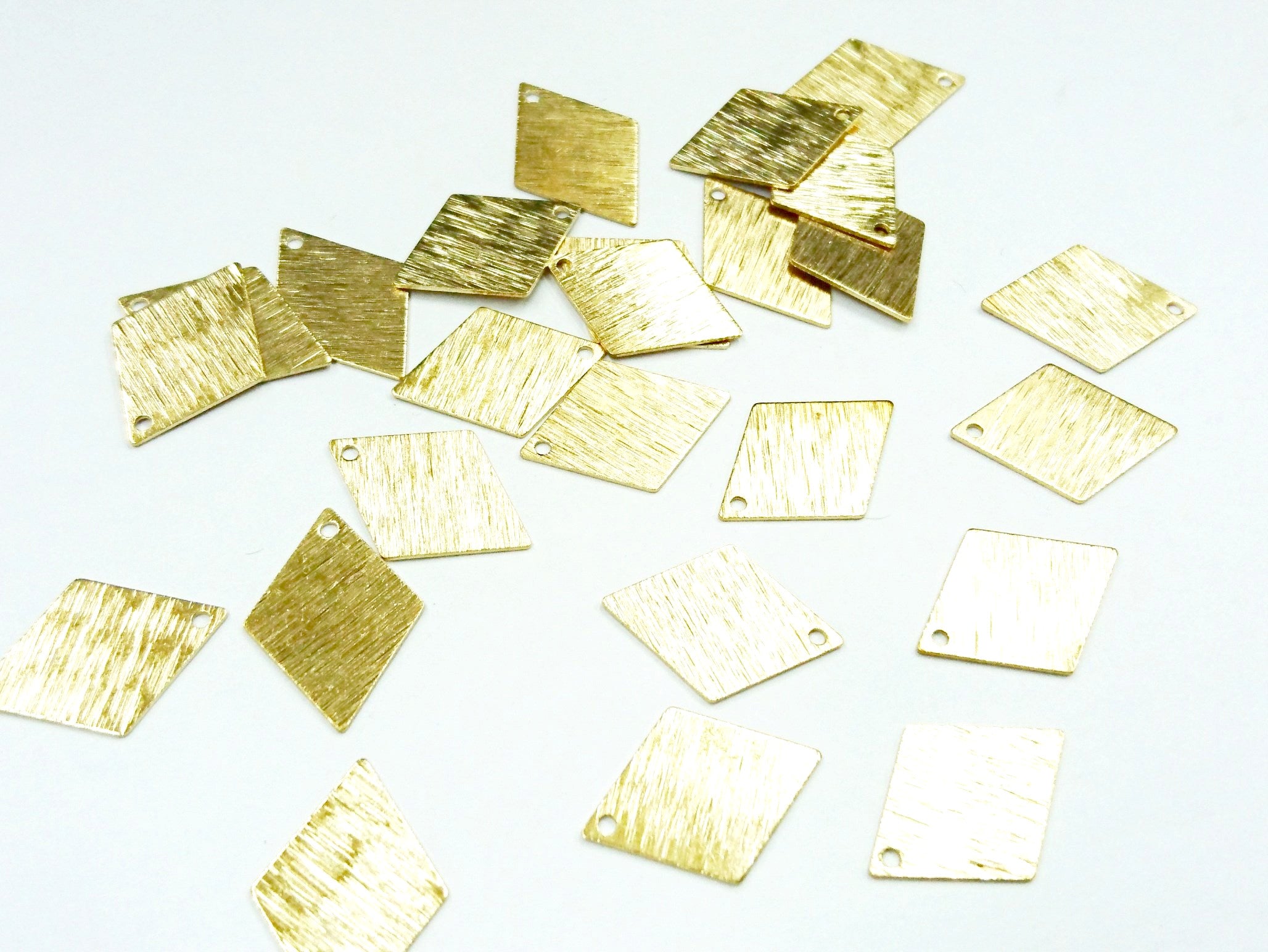 菱形銅片, 15x21mm, 黃銅色, 10個