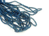 Glass beads, 3x3.5mm faceted rondelle, clear with metallic blue plated | 玻璃珠, 3x3.5mm, 切面扁珠, 透明電鍍藍色