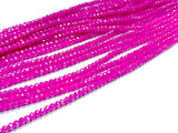 Glass beads 3x3.5mm faceted rondelle, Violet Red (Dyed), Lustre (#25) | 玻璃珠, 3x3.5mm, 切面扁珠, 鍍面玫紅色 (染色) (#25)