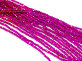 Glass beads, 2x3mm faceted rondelle, deep pink (dyed) | 玻璃珠, 2x3mm, 切面扁珠, 深粉紅 (染色)