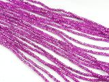 Glass beads, 2x3mm faceted rondelle, hot pink (dyed) | 玻璃珠, 2x3mm, 切面扁珠, 鮮粉紅 (染色)