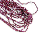 Glass beads, 2x3mm faceted rondelle, wine-red (dyed) | 玻璃珠, 2x3mm, 切面扁珠, 酒紅色 (染色)