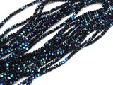 Glass beads 3x3.5mm faceted rondelle, Solid black with half coat AB | 玻璃珠, 3x3.5mm, 切面扁珠, 實黑色+半鍍AB