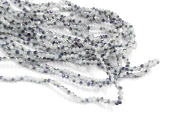 玻璃珠, 3x3.5mm, 切面扁珠, 蛋白(略灰) X 半鍍AB