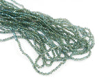 玻璃珠, 2x3mm, 切面扁珠, 藍綠彩 (#82)