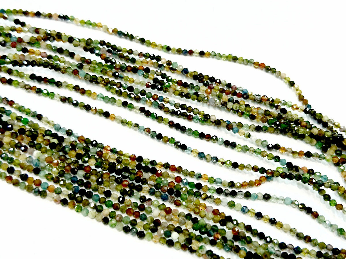 天然水晶, 圓形切面, 1.9mm, 彩黑碧璽