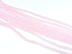 玻璃珠, 3x3.5mm, 切面扁珠, 透明粉紅 (#28)