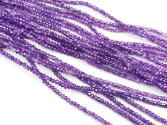 玻璃珠, 2x3mm, 切面扁珠, 紫色 (染色)